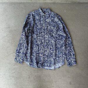 Johnnie-O Men’s Blue White Floral Print Button Down Shirt Size S